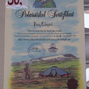 Certifikát z norského polárního kruhu