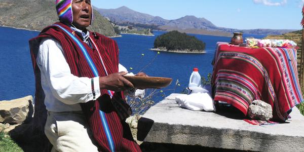 Šaman na Isla de Sol, Titicaca