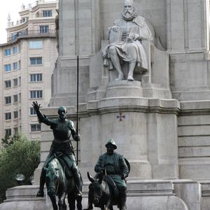 Don Quijote a Sancho Panza, Plaza de Espaňa, Madrid