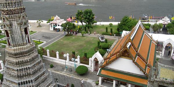 Pohled z Wat Arun, Bangkok