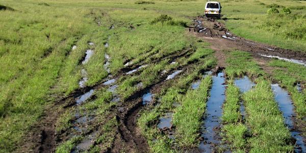 Těžké terény v Masai Mara