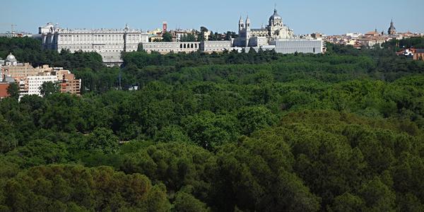 31. Pohled z lanovky,královský palác a Almudena přes El Campo