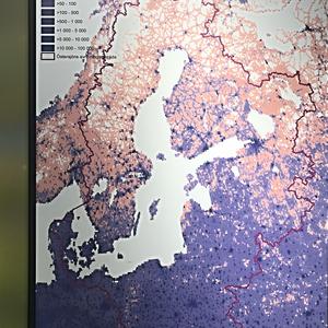 049-Stockholm, mapa Baltu s hustotou osídlení,